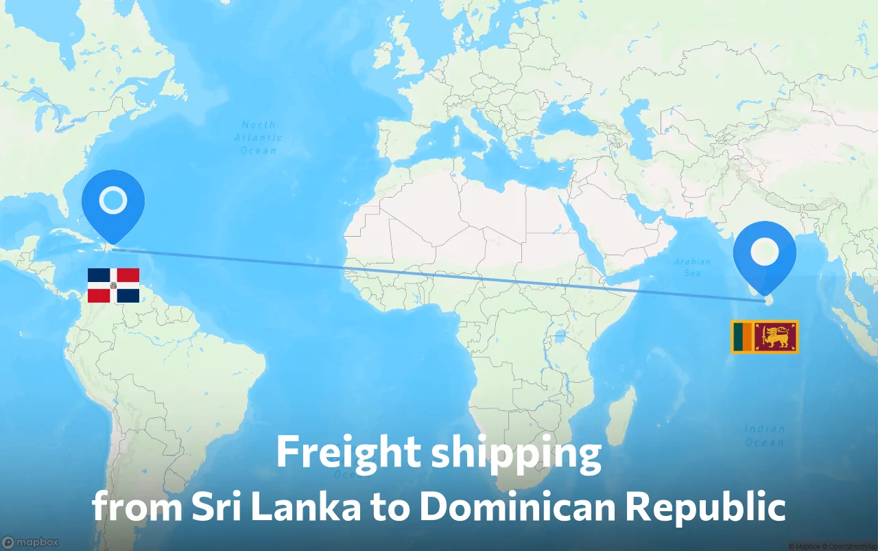 Shipping route from Sri Lanka to Dominican Republic
