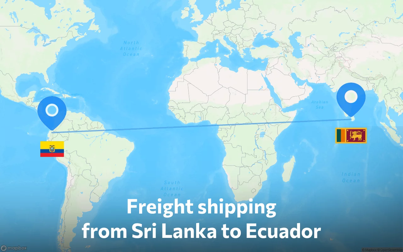 Shipping route from Sri Lanka to Ecuador
