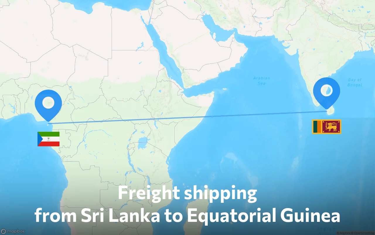 Shipping route from Sri Lanka to Equatorial Guinea