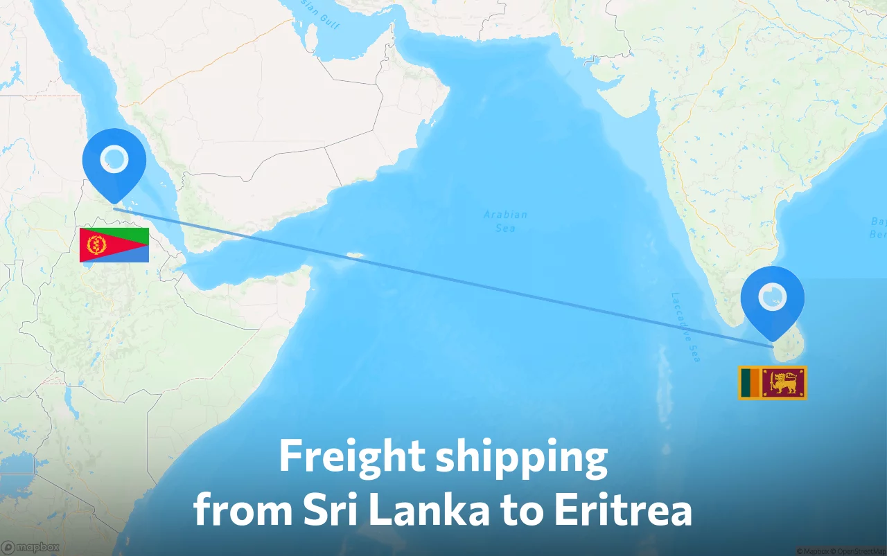 Shipping route from Sri Lanka to Eritrea