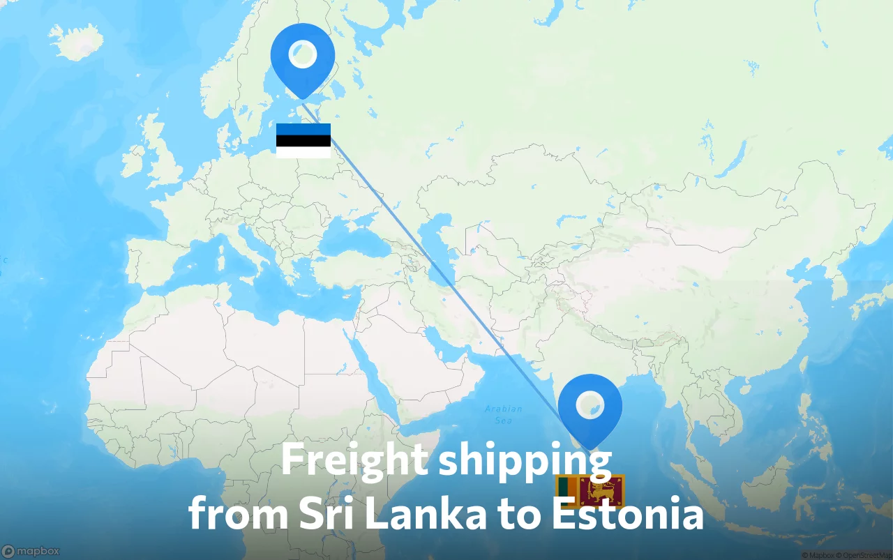 Shipping route from Sri Lanka to Estonia