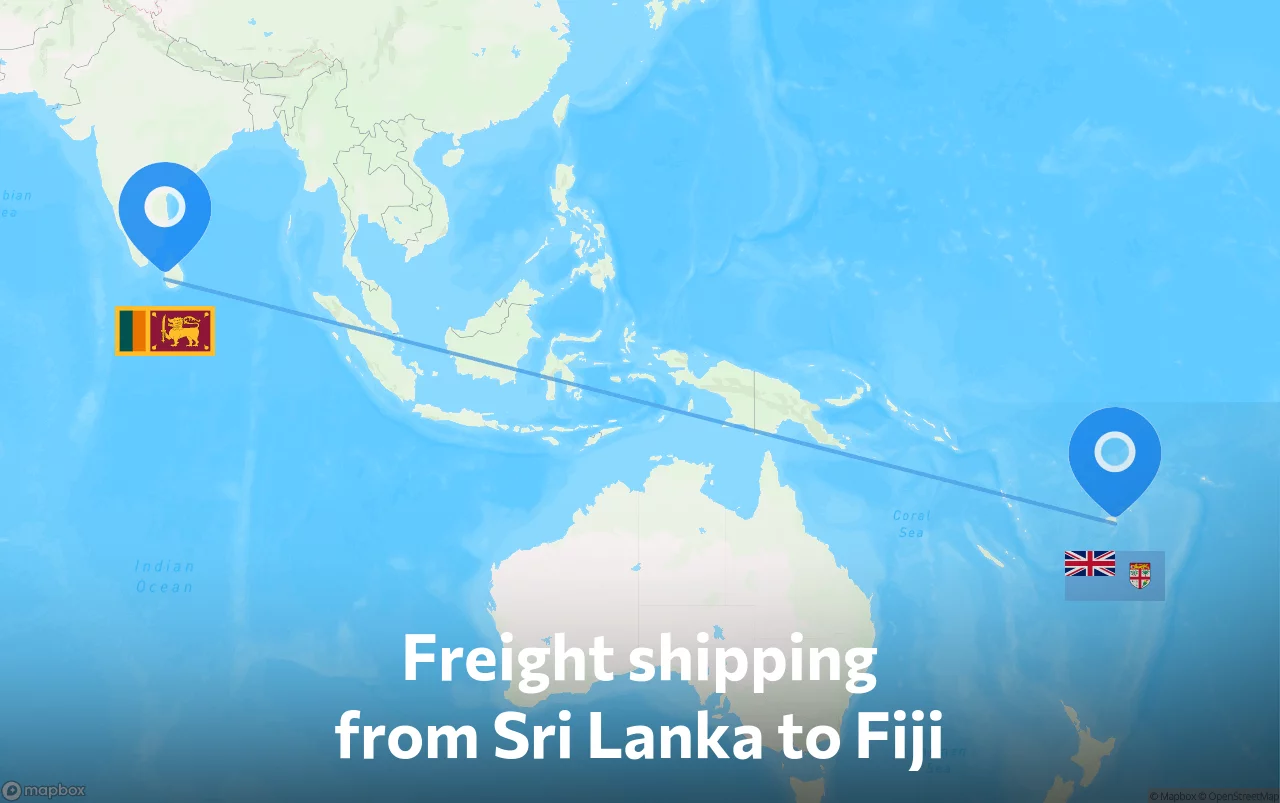 Shipping route from Sri Lanka to Fiji