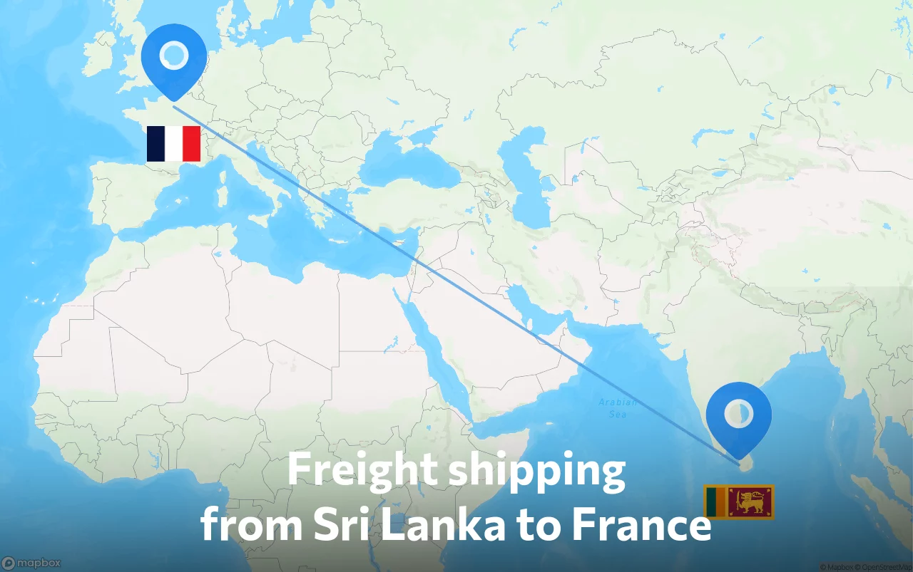 Shipping route from Sri Lanka to France