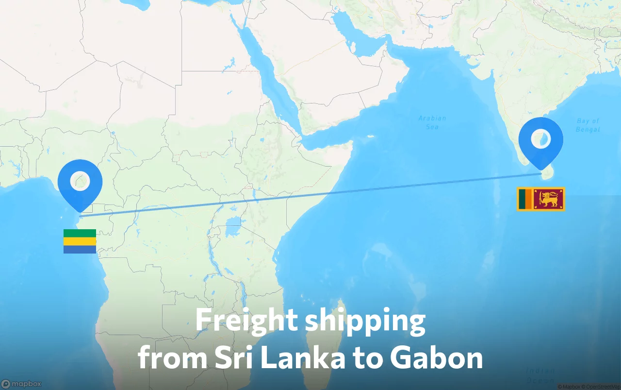 Shipping route from Sri Lanka to Gabon