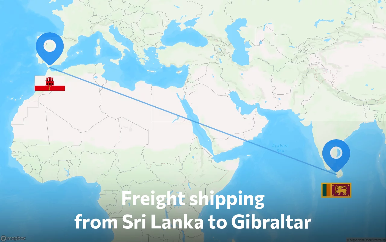 Shipping route from Sri Lanka to Gibraltar