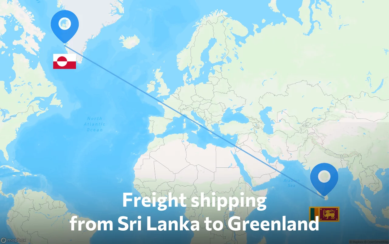 Shipping route from Sri Lanka to Greenland