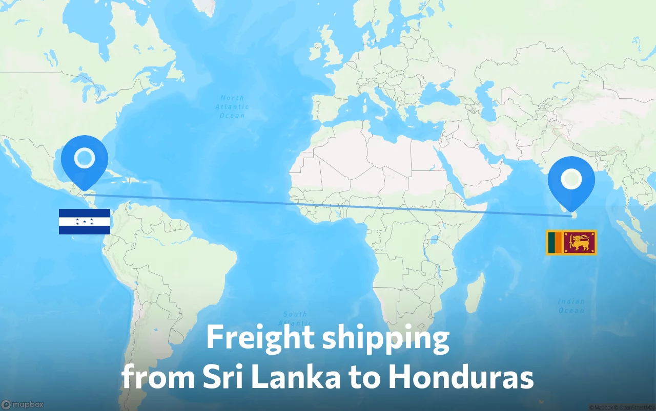 Shipping route from Sri Lanka to Honduras