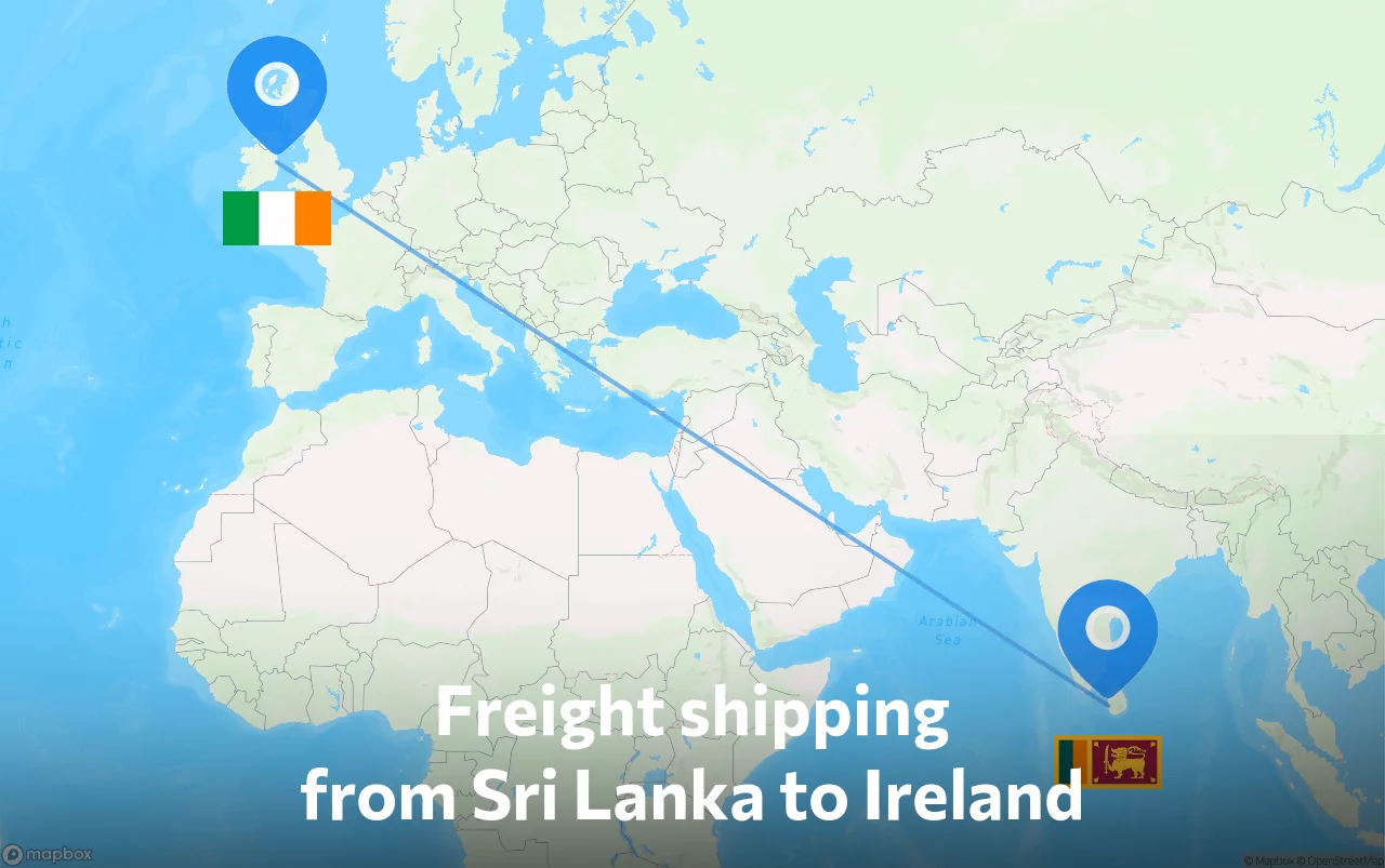 Shipping route from Sri Lanka to Ireland