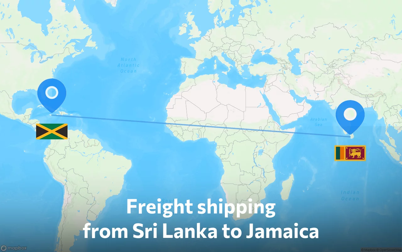 Shipping route from Sri Lanka to Jamaica