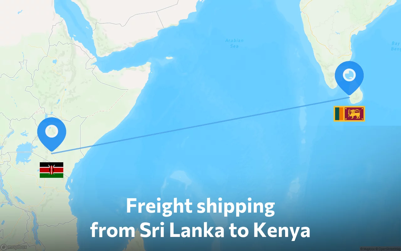Shipping route from Sri Lanka to Kenya