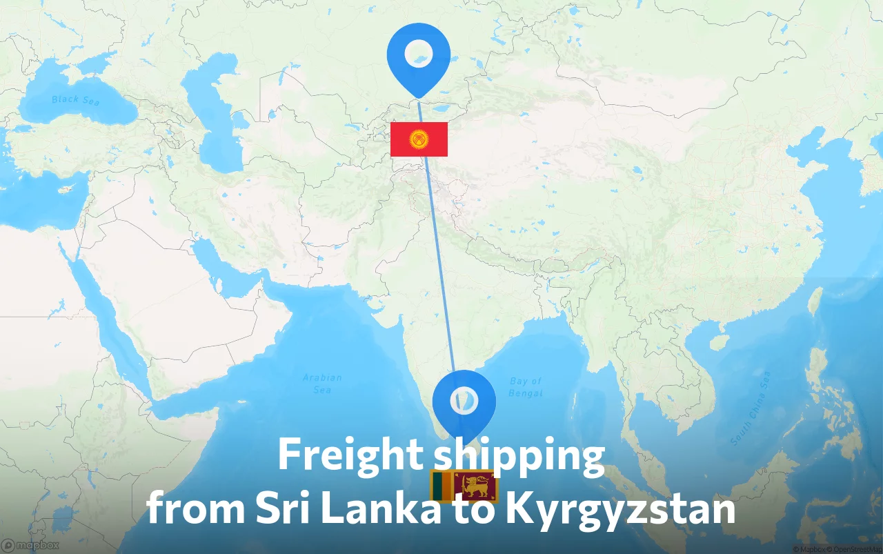Shipping route from Sri Lanka to Kyrgyzstan