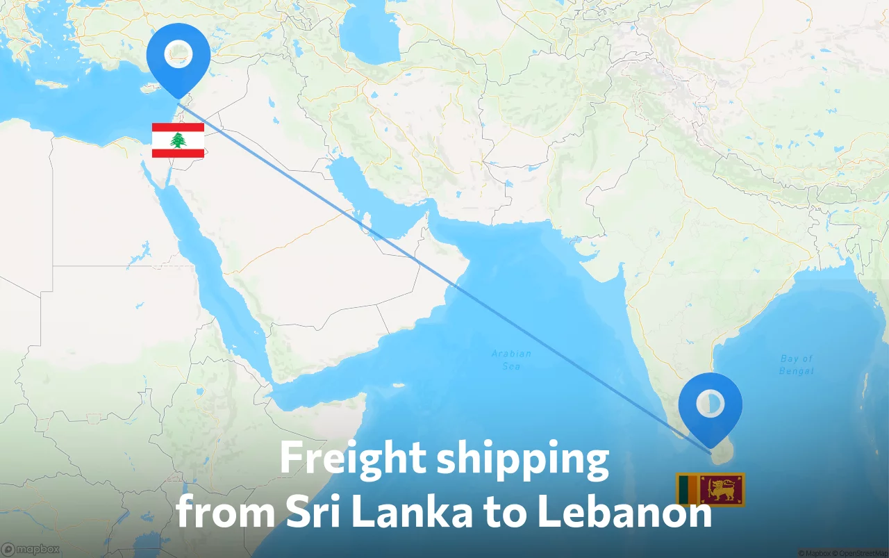 Shipping route from Sri Lanka to Lebanon
