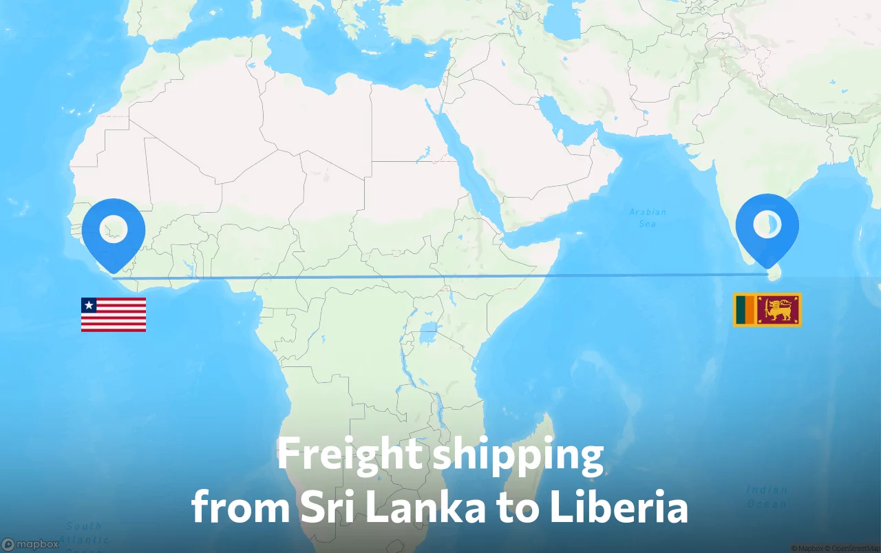 Shipping route from Sri Lanka to Liberia
