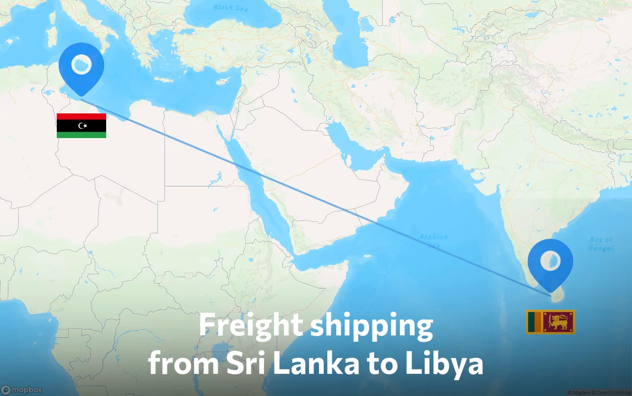 Shipping route from Sri Lanka to Libya