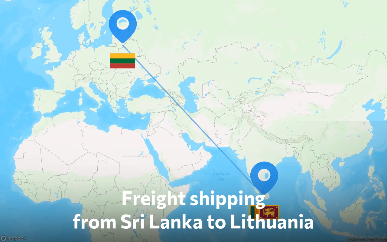 Shipping route from Sri Lanka to Lithuania