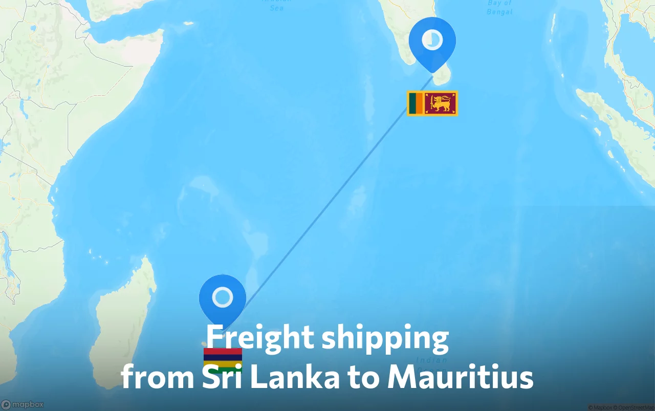 Shipping route from Sri Lanka to Mauritius