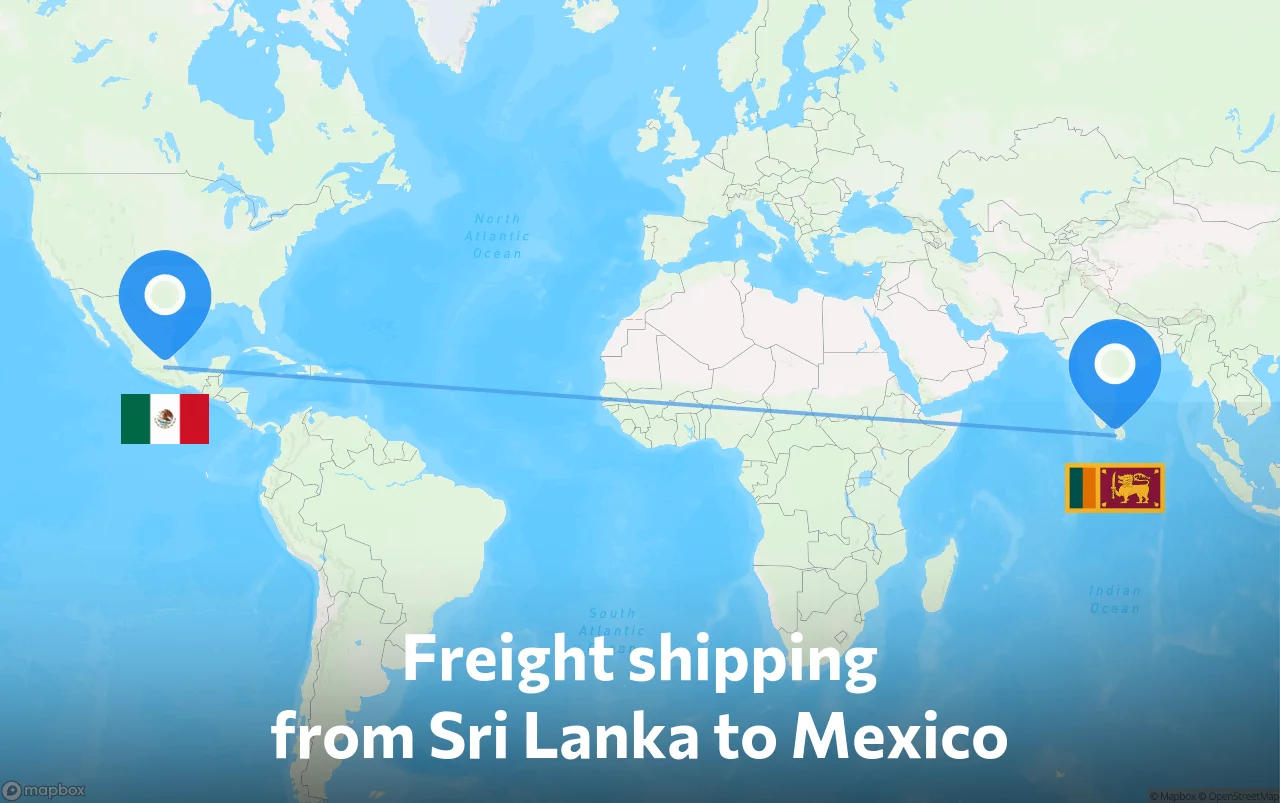 Shipping route from Sri Lanka to Mexico