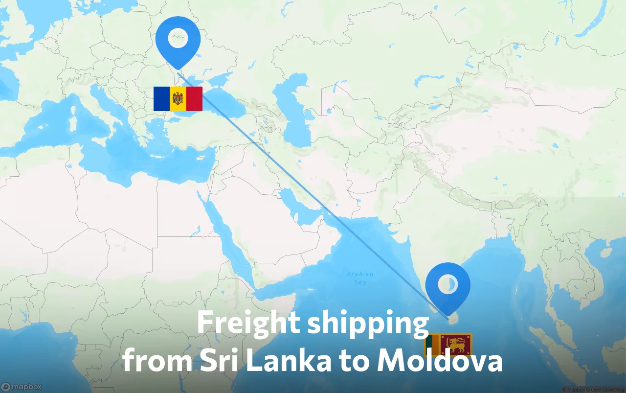 Shipping route from Sri Lanka to Moldova