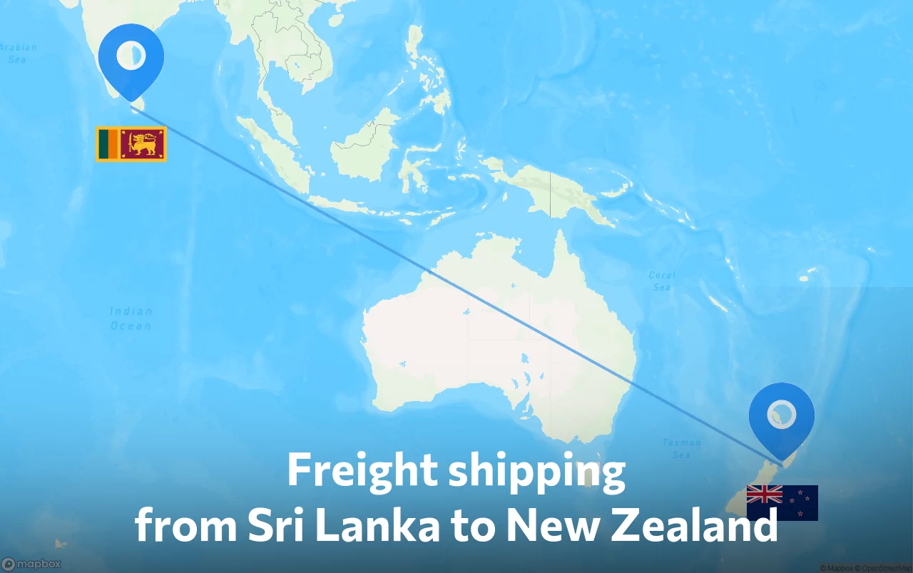 Shipping route from Sri Lanka to New Zealand