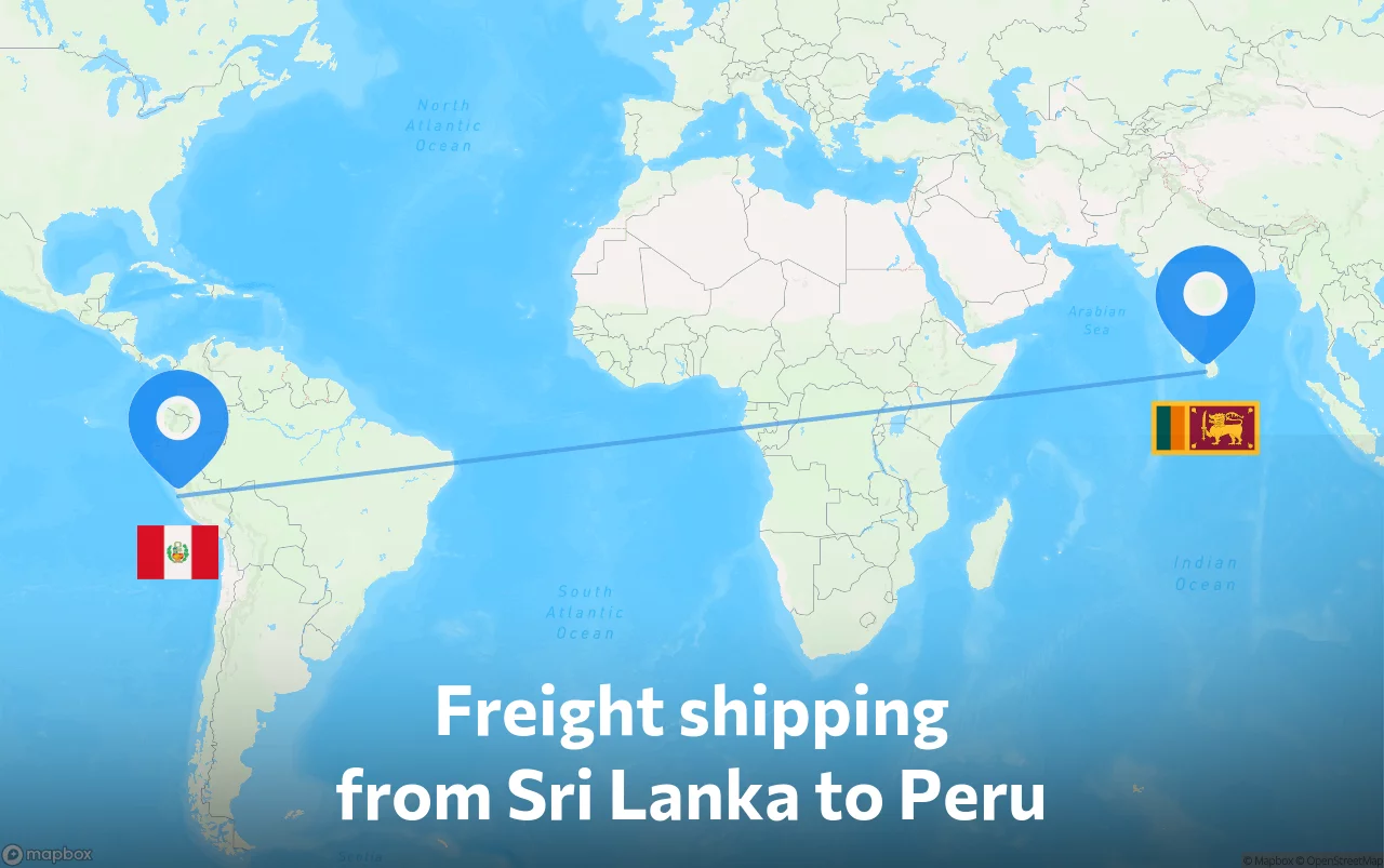 Shipping route from Sri Lanka to Peru