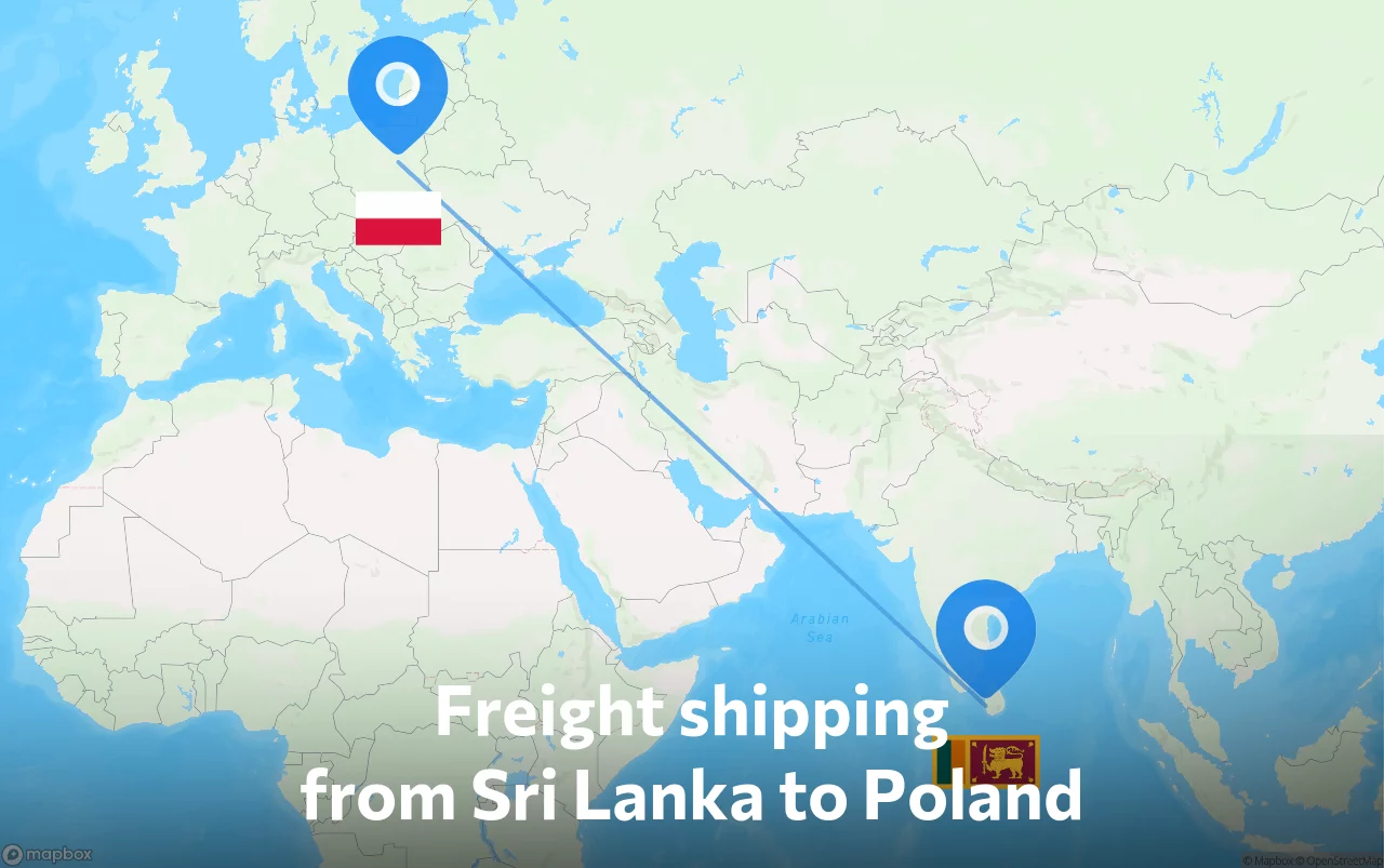Shipping route from Sri Lanka to Poland