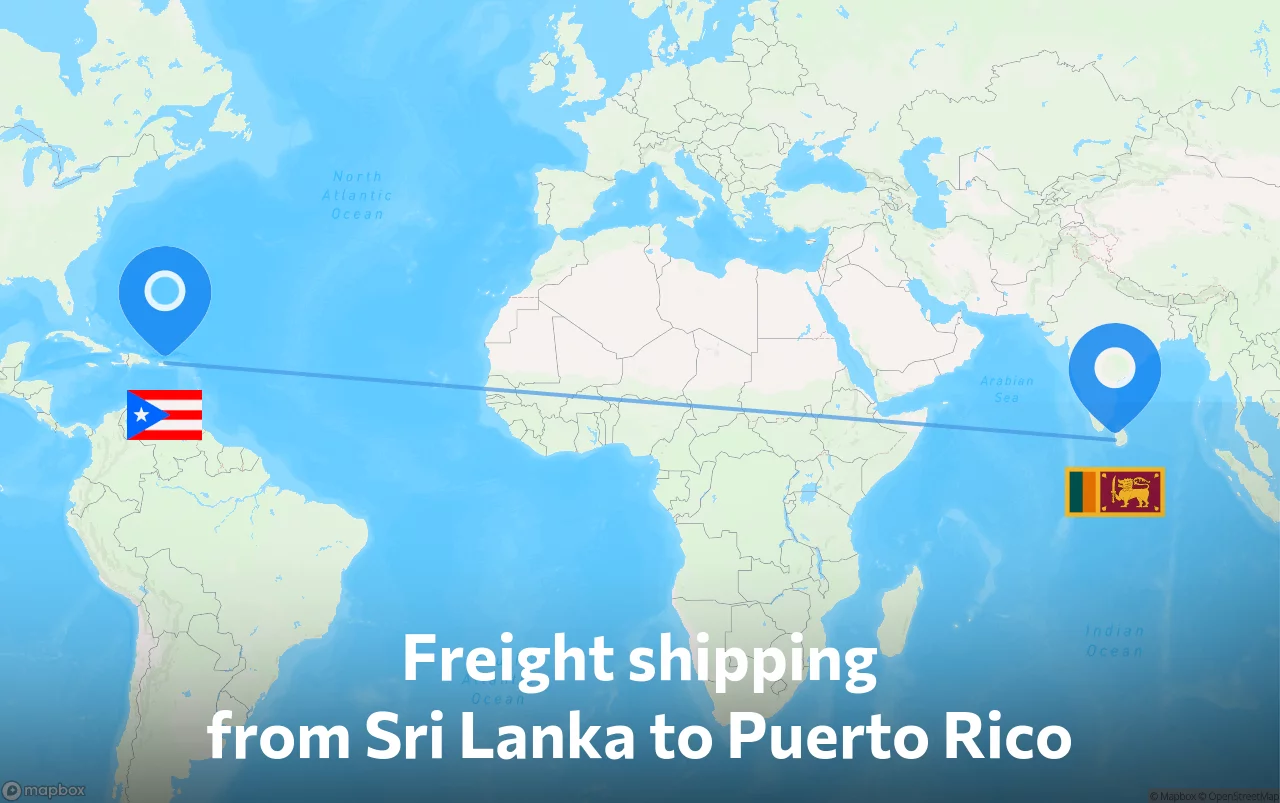 Shipping route from Sri Lanka to Puerto Rico
