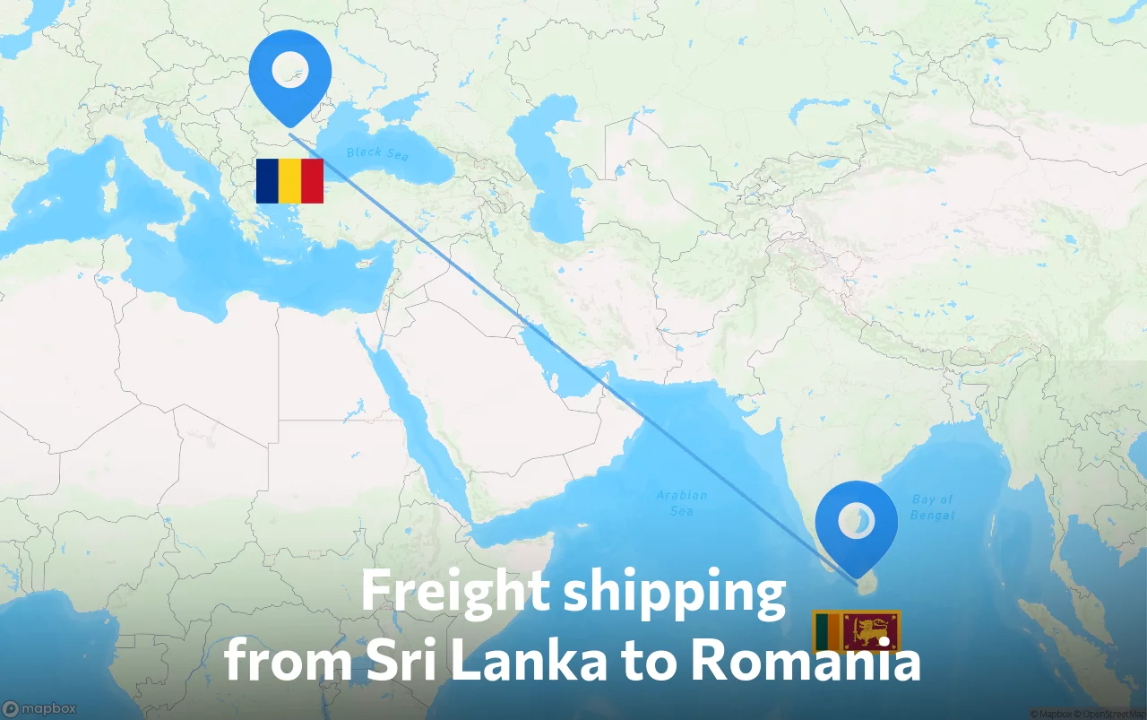 Shipping route from Sri Lanka to Romania