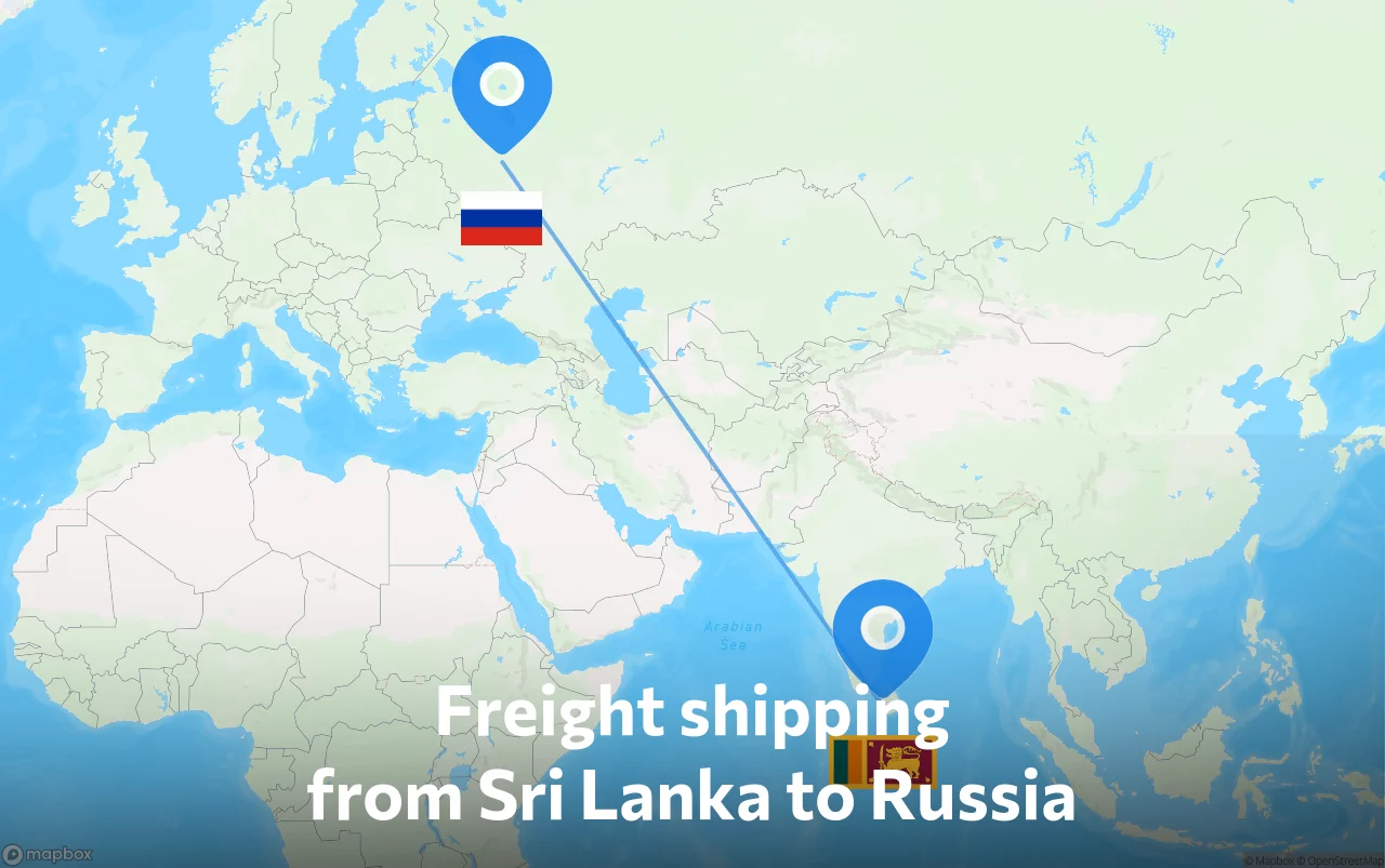 Shipping route from Sri Lanka to Russia