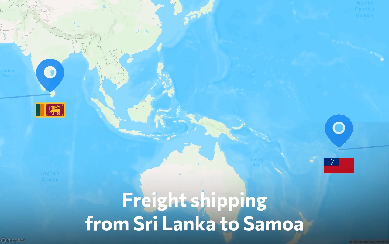 Shipping route from Sri Lanka to Samoa