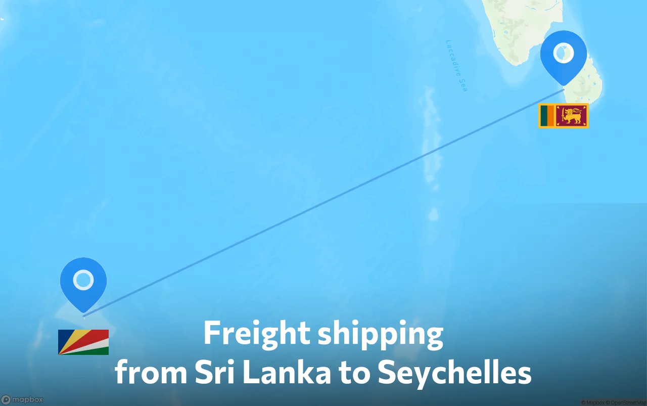 Shipping route from Sri Lanka to Seychelles