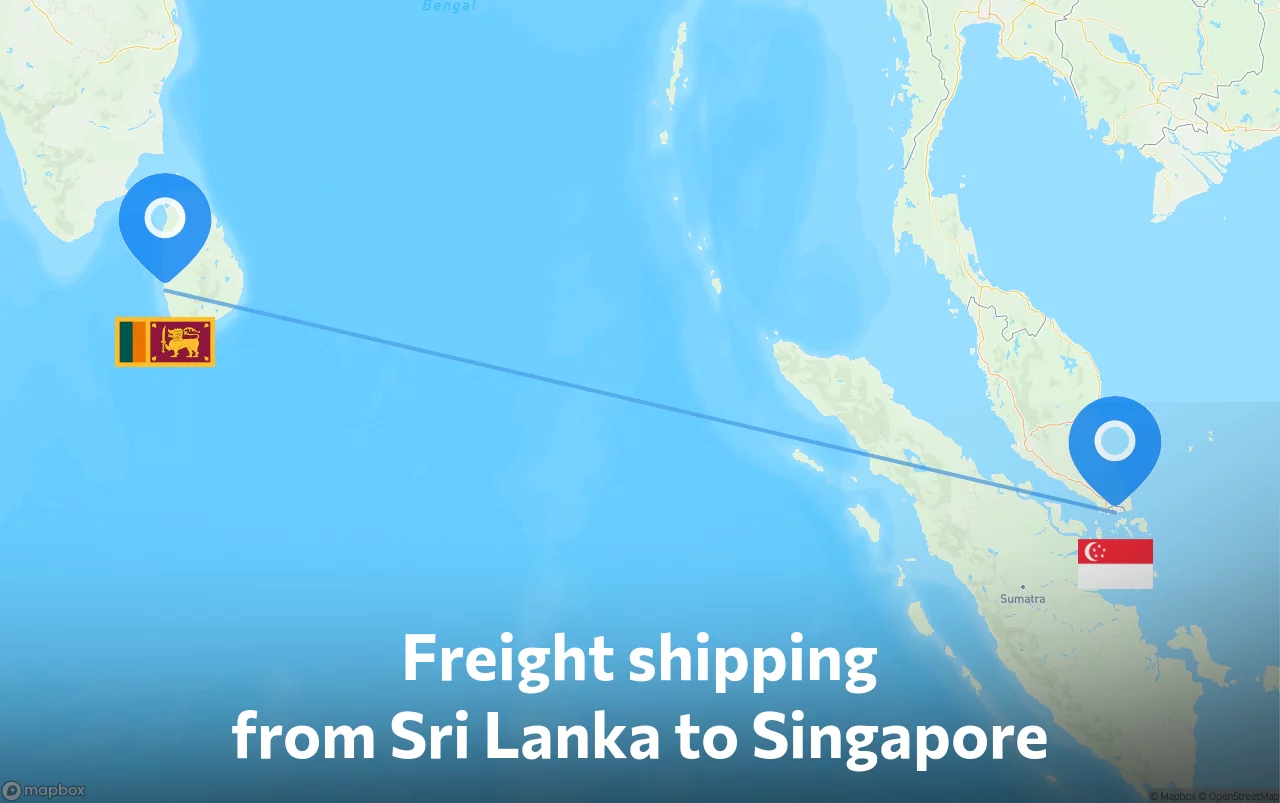 Shipping route from Sri Lanka to Singapore