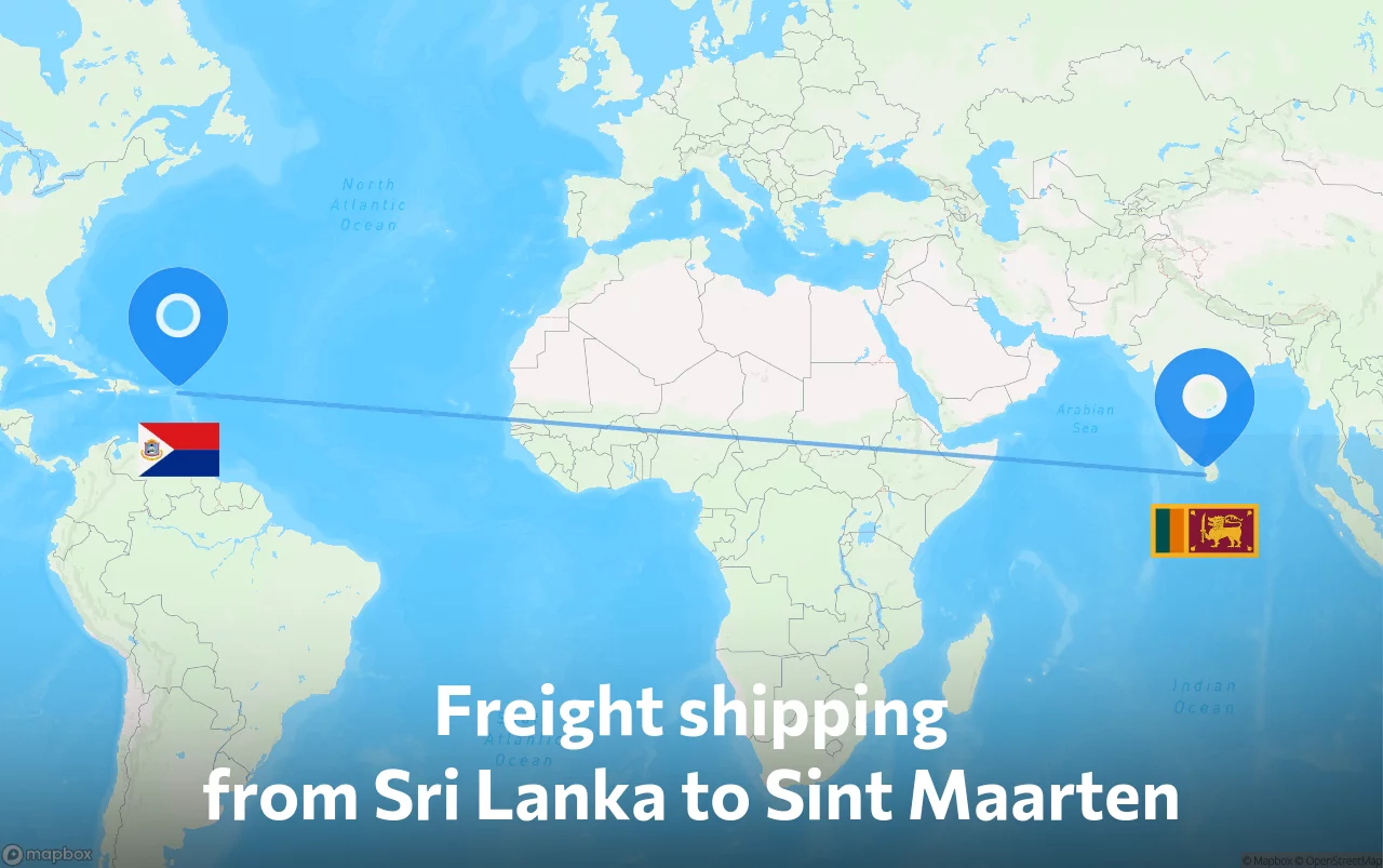 Shipping route from Sri Lanka to Sint Maarten