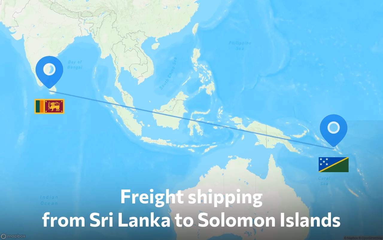 Shipping route from Sri Lanka to Solomon Islands