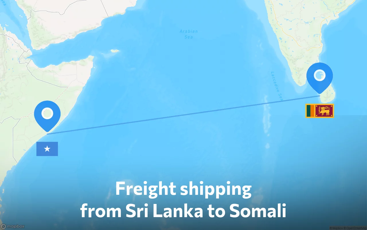 Shipping route from Sri Lanka to Somali