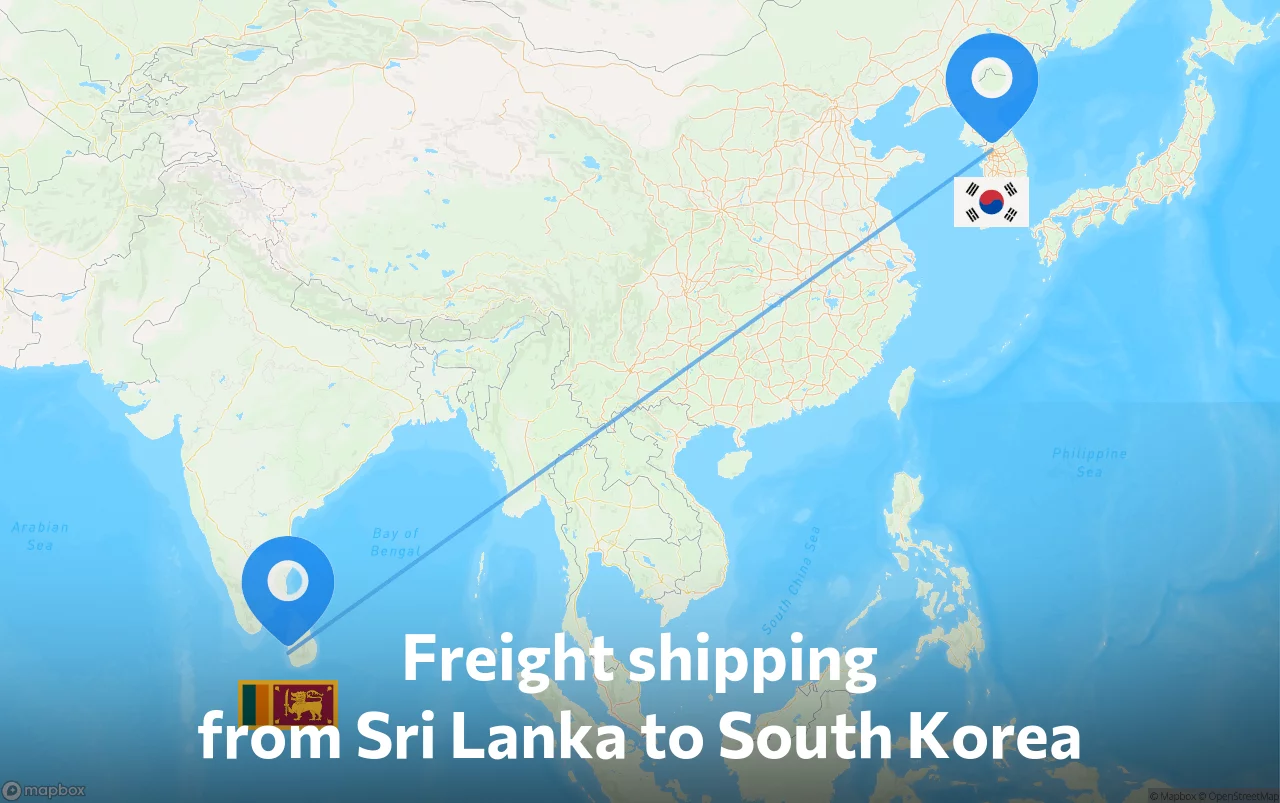 Shipping route from Sri Lanka to South Korea