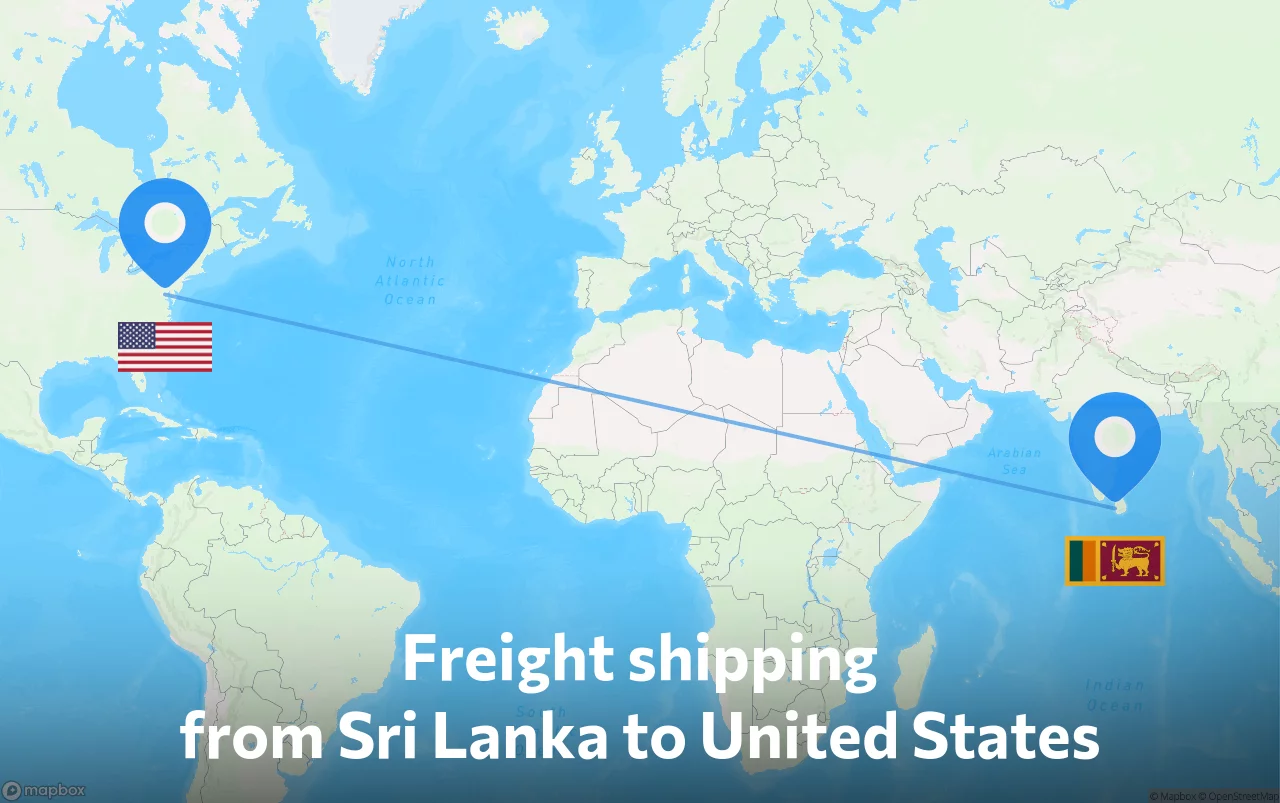 Shipping route from Sri Lanka to United States