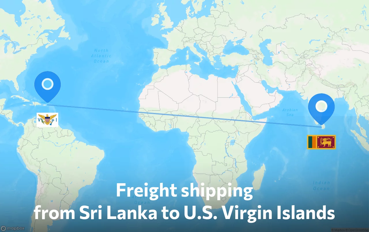 Shipping route from Sri Lanka to U.S. Virgin Islands