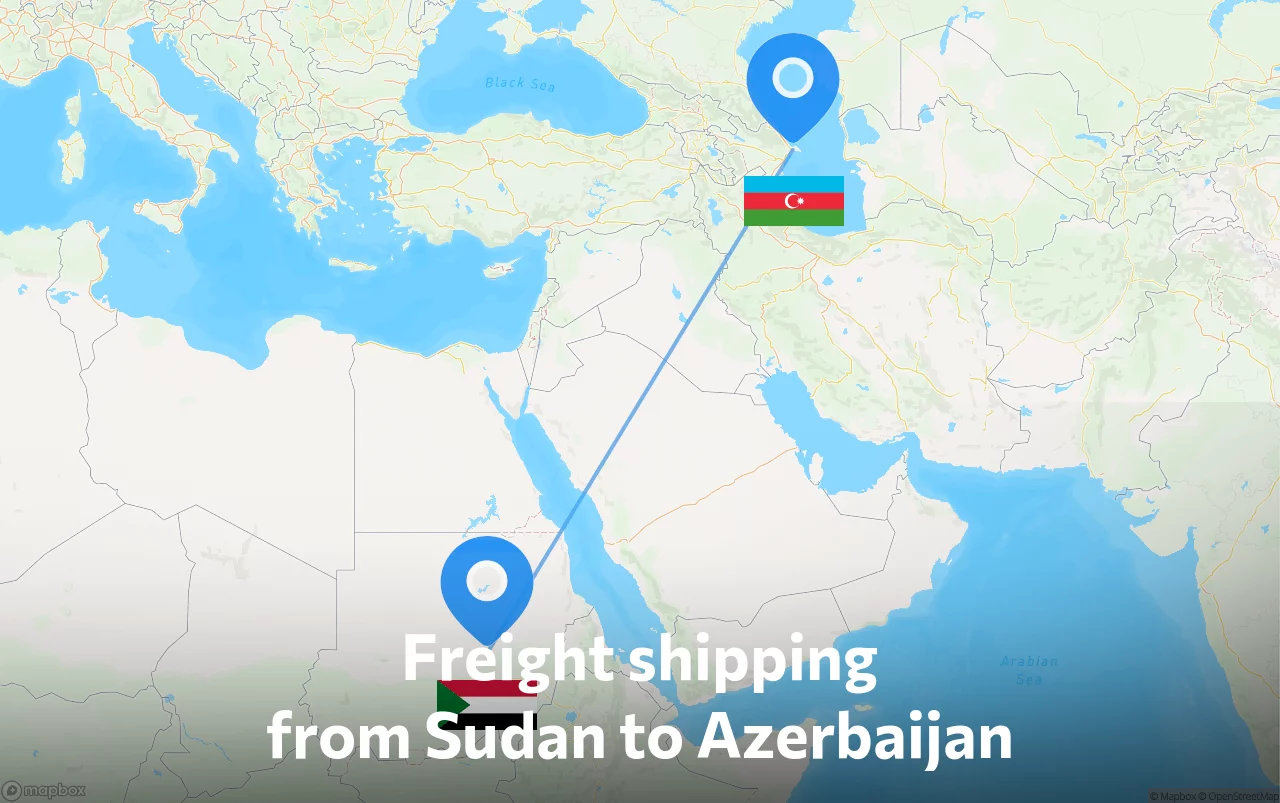 Shipping route from Sudan to Azerbaijan