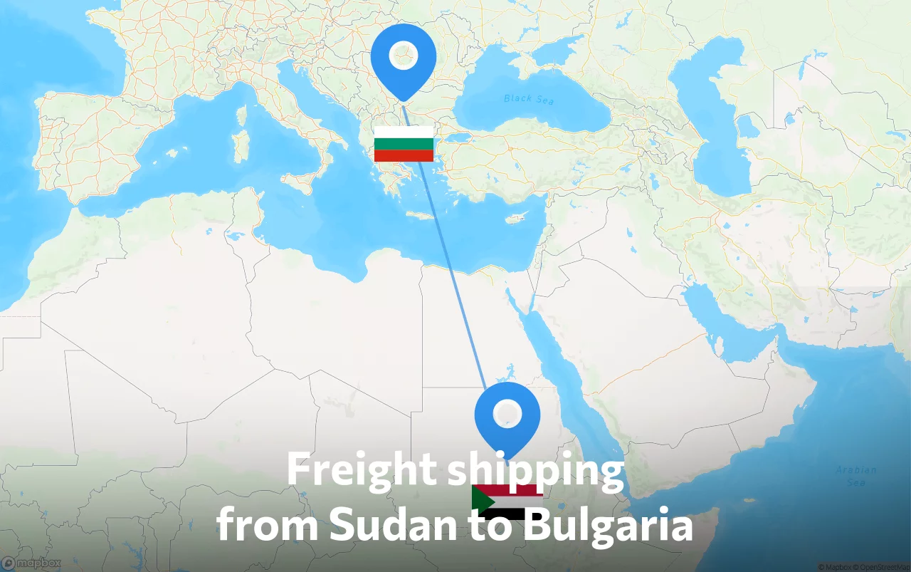 Shipping route from Sudan to Bulgaria