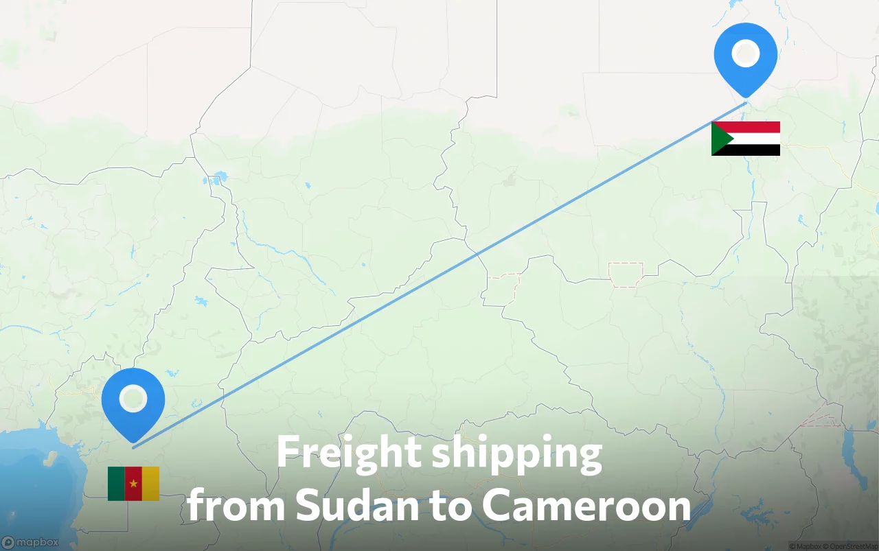 Shipping route from Sudan to Cameroon