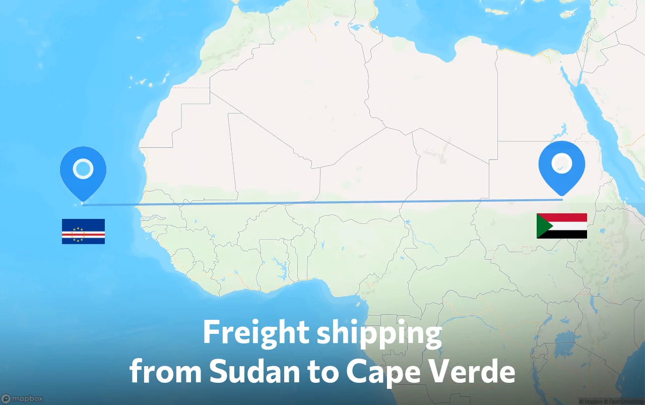 Shipping route from Sudan to Cape Verde