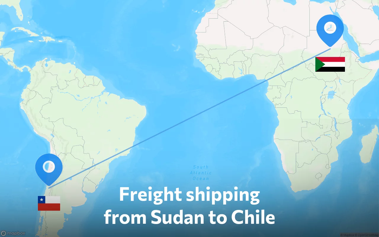 Shipping route from Sudan to Chile