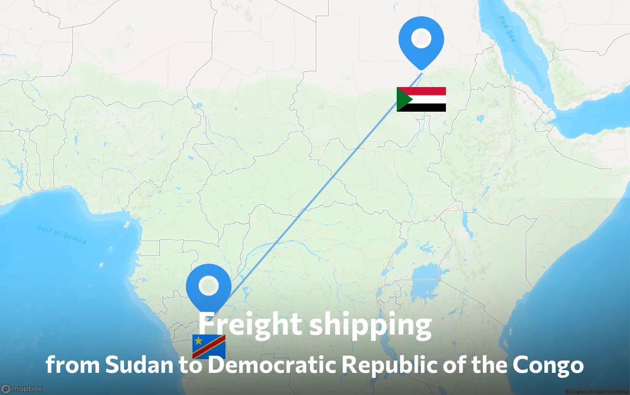 Shipping route from Sudan to Democratic Republic of the Congo