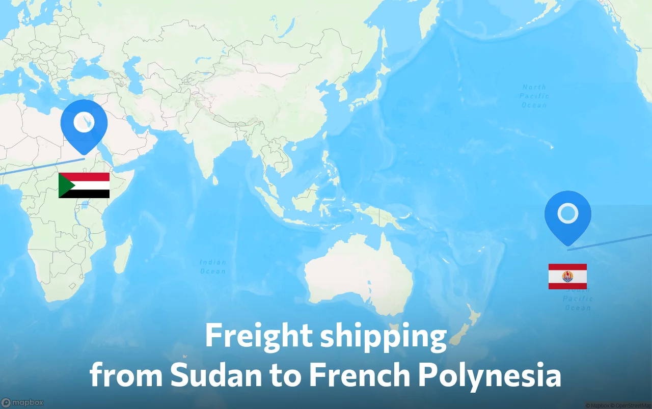 Shipping route from Sudan to French Polynesia
