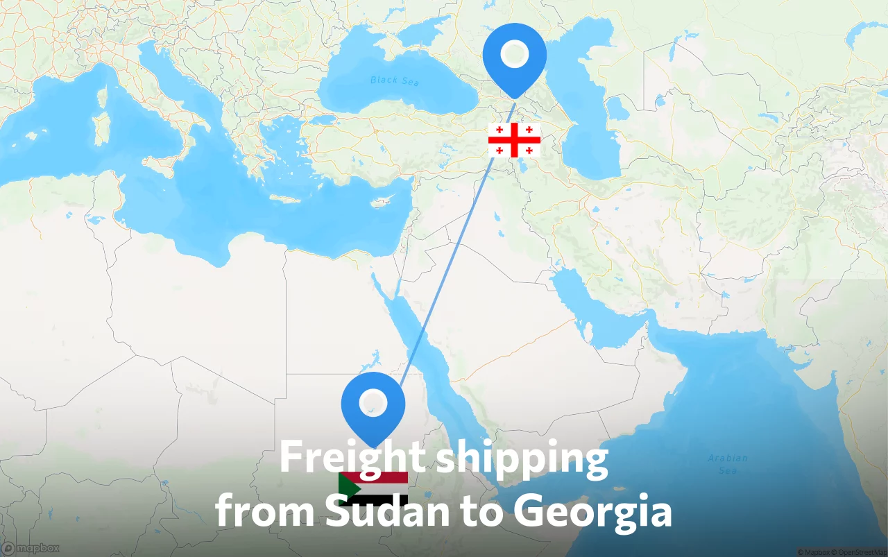 Shipping route from Sudan to Georgia