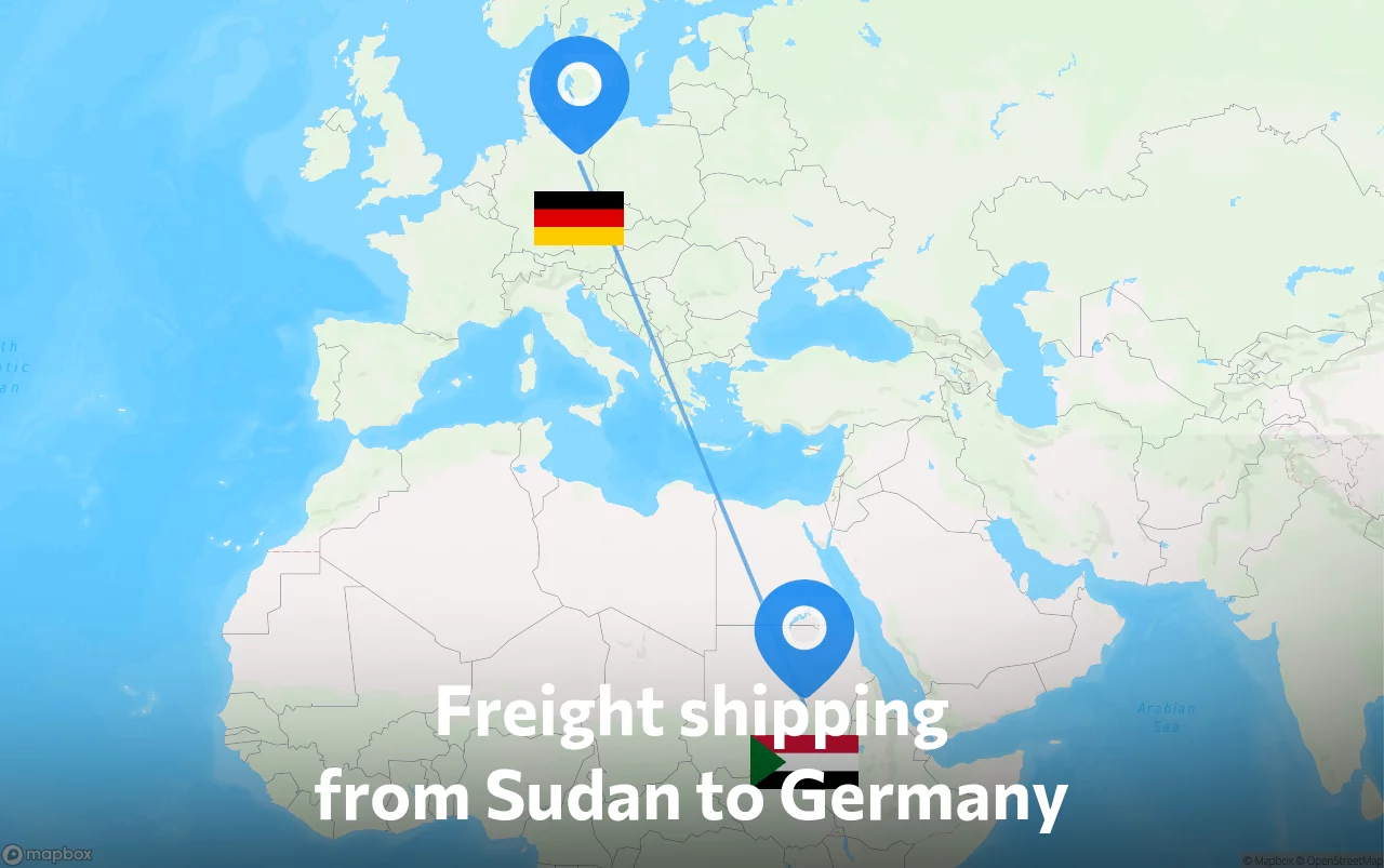 Shipping route from Sudan to Germany