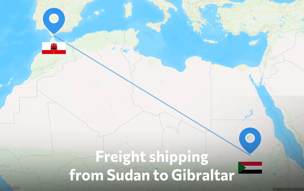 Shipping route from Sudan to Gibraltar