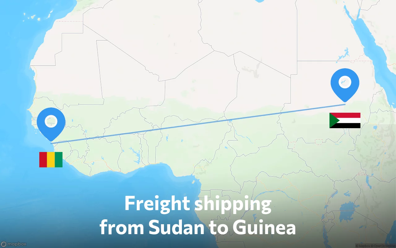 Shipping route from Sudan to Guinea