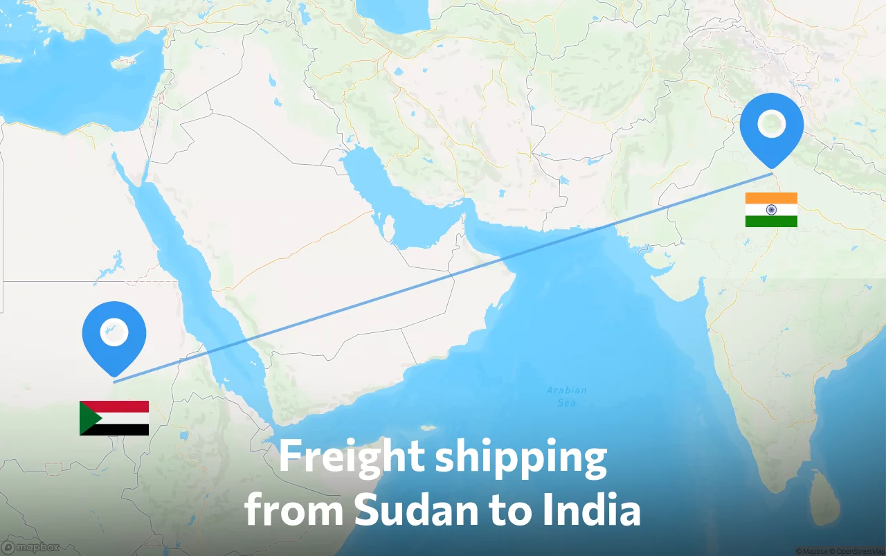 Shipping route from Sudan to India