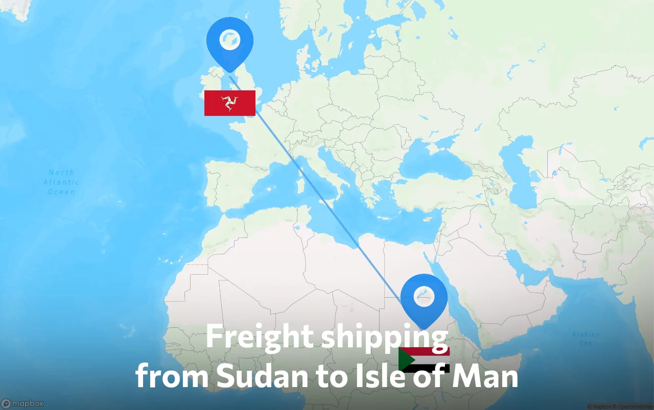Shipping route from Sudan to Isle of Man